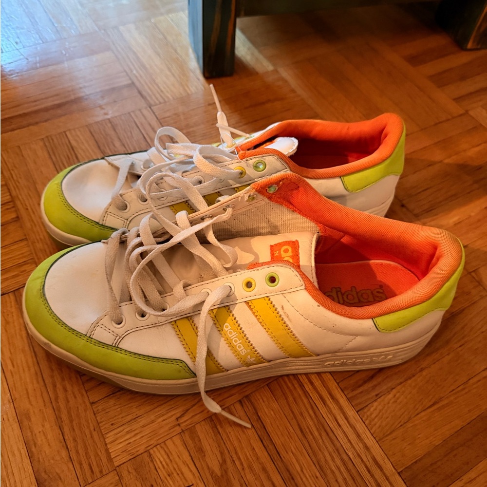 Adidas men White, Yellow, and Green Sneakers